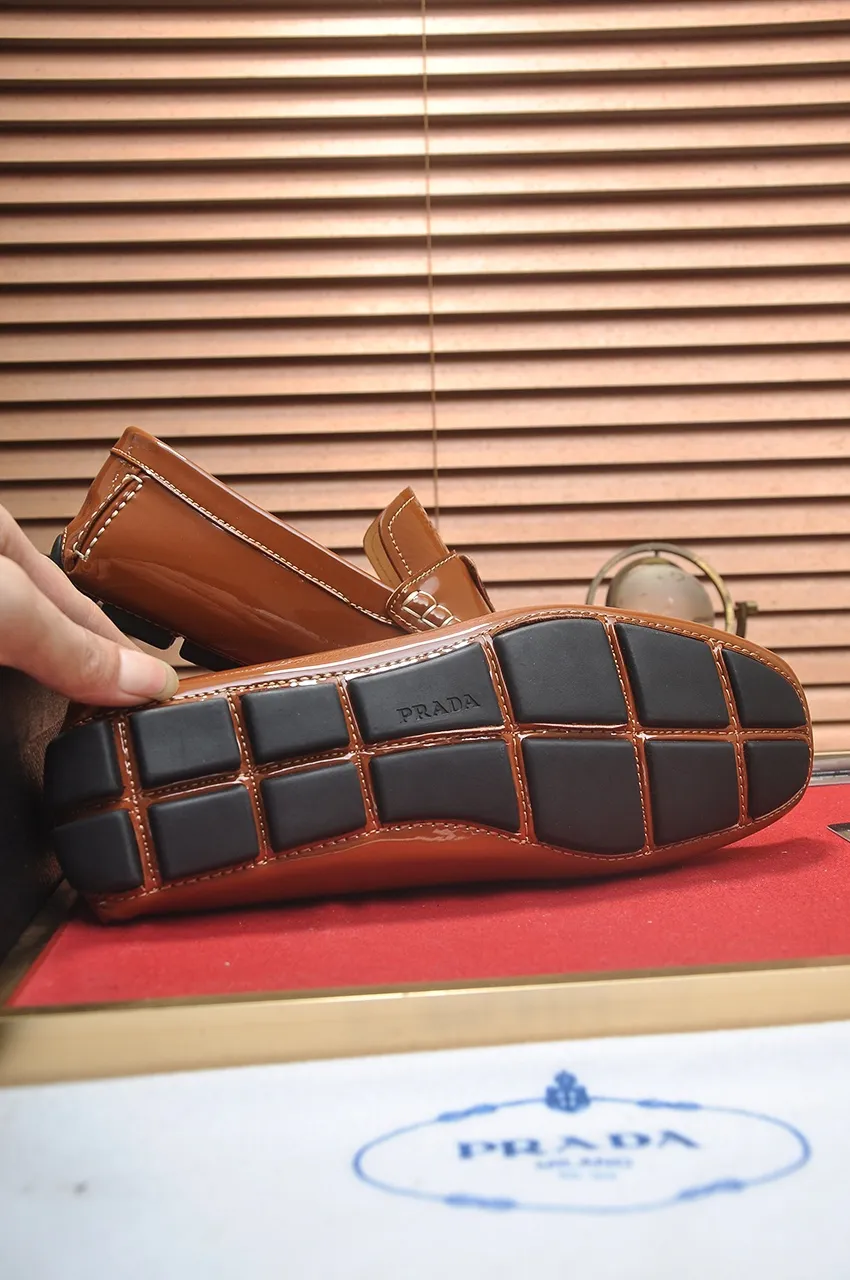 Men's Men's Shoes💰420💶【PRADA】 (High-end Niuli) New 🍀PRADA - Prada Doudou Shoes! Made of imported original cowhide, the inner top layer is comfortable cowhide lining! Original wear-resistant rubber outsole! High quality products! Code number 38-45 (45 customized)